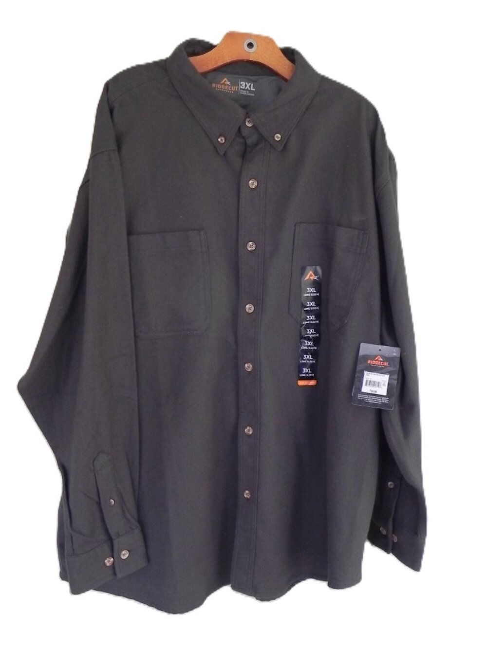 NWT Ridgecut Toughwear Men's 3XL Green Flannel Plaid Button-Up Shirt Long Sleeve